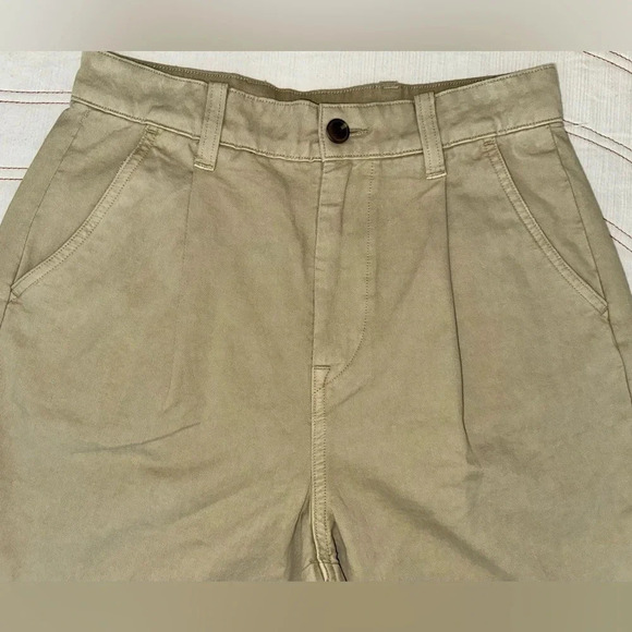 AE77 Premium Wide Leg High Rise Khaki Pants SZ 27 - Picture 2 of 4